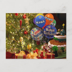 Cartão Postal De Festividades Feliz Aniversário Jesus, Cartão de Natal
