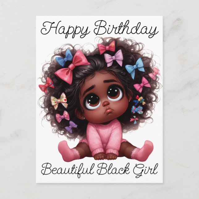 Cartão Postal De Festividades Feliz aniversário Linda Rainha Negra Melanin Sista (Frente)