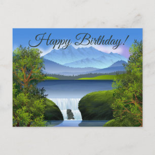 Cartão Postal De Festividades Feliz Aniversário Natureza Montanha Paisagem Caiei