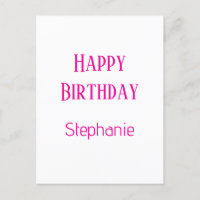 Feliz Aniversário Nome Personalizado Branco Rosa Q
