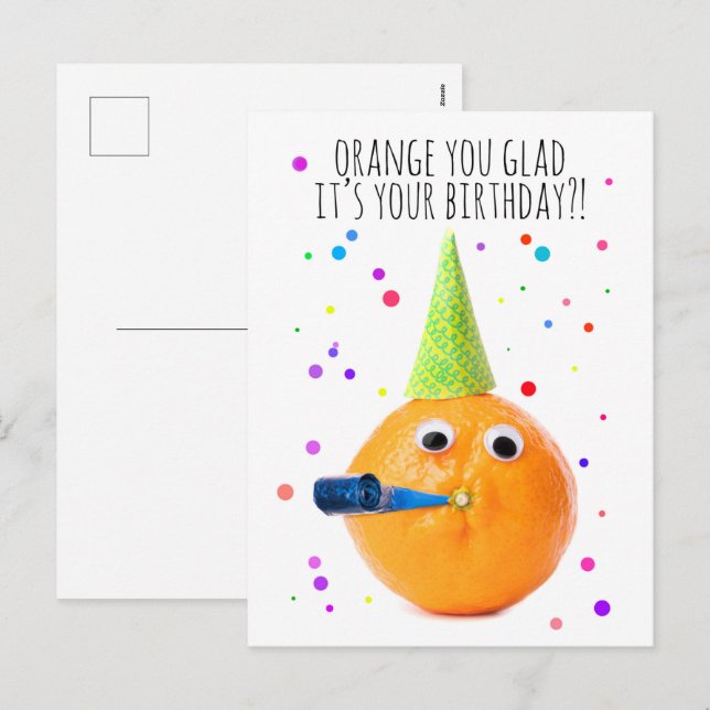 Cartão Postal De Festividades Feliz Aniversário Para Qualquer Um De Laranja Engr (Frente/Verso)