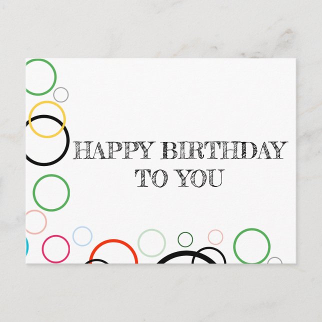 Cartão Postal De Festividades feliz aniversário para você (Frente)