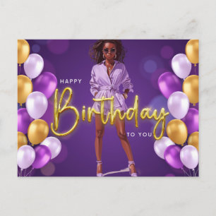 Cartão Postal De Festividades Feliz Aniversário Para Você Melanin Sista Rainha N