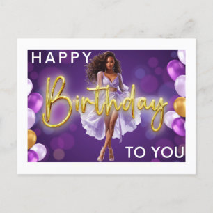 Cartão Postal De Festividades Feliz Aniversário Para Você Melanin Sista Rainha N