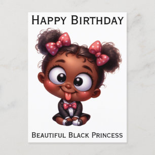 Cartão Postal De Festividades Feliz aniversário princesa negra melanina pele cas