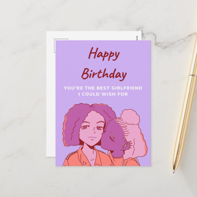 Cartão Postal De Festividades Feliz Aniversário Seu Melhor Namorada (Frente/Verso In Situ)