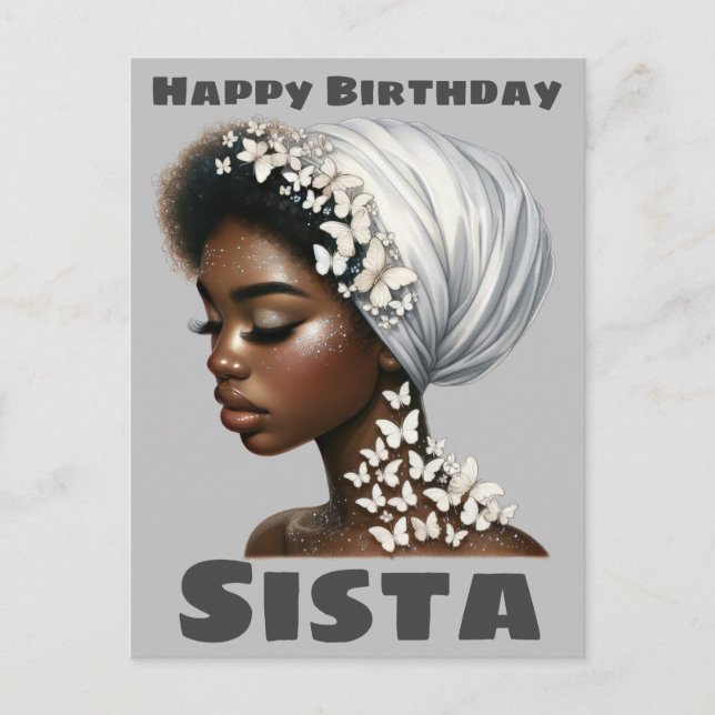 Cartão Postal De Festividades Feliz Aniversário Sista Black Girl Magic Melanin L (Frente)