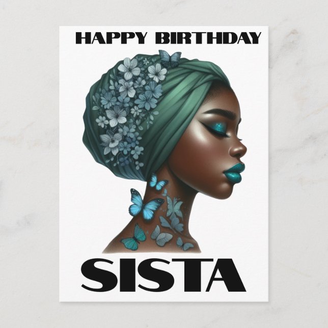 Cartão Postal De Festividades Feliz Aniversário Sista Black Girl Magic Melanin L (Frente)