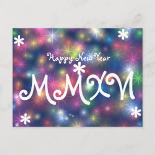 Cartão Postal De Festividades Feliz ano novo 2016 Estrelas - Numeral Romano Leve