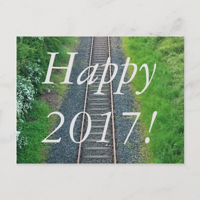 Cartão Postal De Festividades Feliz ano novo 2017 Via ferroviária Natureza (Frente)