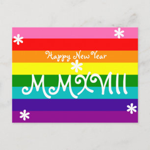 Cartão Postal De Festividades Feliz ano novo 2018 Rainbow LGBT Roman Numeral