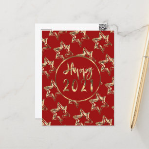 Cartão Postal De Festividades feliz ano novo 2021 Escadarias Douradas Elegante F