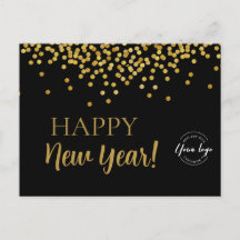 Feliz ano novo 2024 Black Dourado confetti Busines