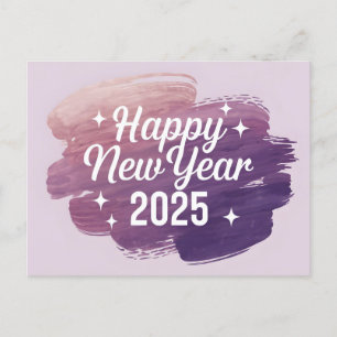 Cartão Postal De Festividades Feliz ano novo 2025: Traços Coloridos No Pincel