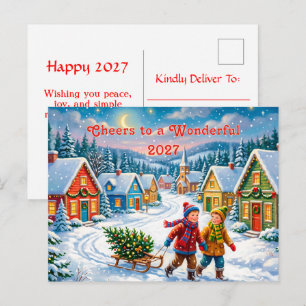 Cartão Postal De Festividades Feliz Ano Novo 2027 Celebração
