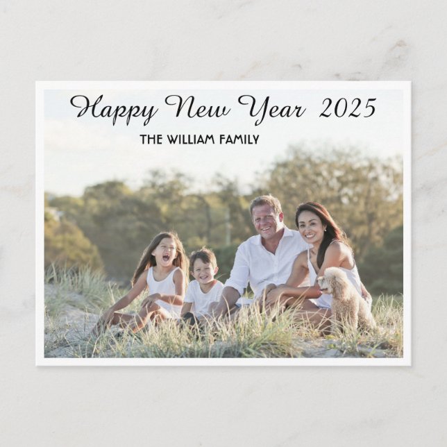 Cartão Postal De Festividades Feliz ano novo Calliographic 2 Photo Holiday Postc (Frente)