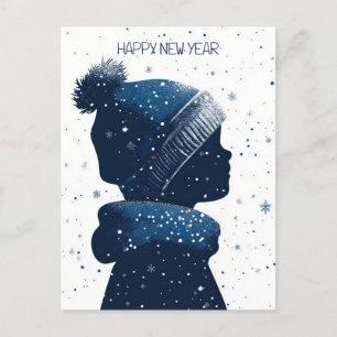 Cartão Postal De Festividades Feliz ano novo Child Sillhouette