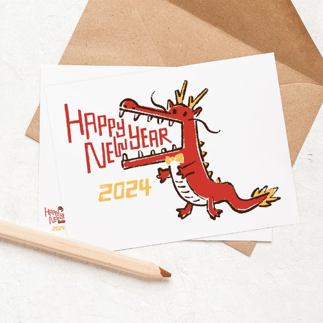 Cartão Postal De Festividades Feliz Ano Novo Chinês 2024 Do Dragão (Criador carregado)