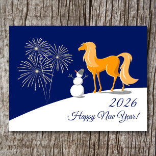 Cartão Postal De Festividades Feliz Ano Novo Chinês do Cavalo de Fogo 2026