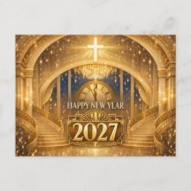 Feliz Ano Novo Cristão Dourado Elegante 2027