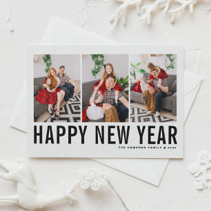 Cartão Postal De Festividades Feliz ano novo de Colagem de Fotografias da Tipogr