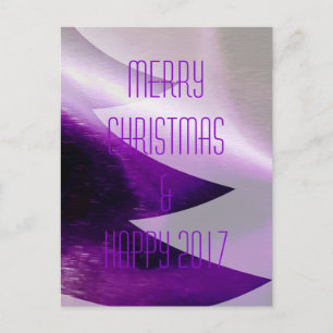 Cartão Postal De Festividades Feliz ano novo de Natal Roxo 2017