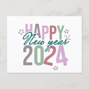 Cartão Postal De Festividades Feliz ano novo de Pastel 2024