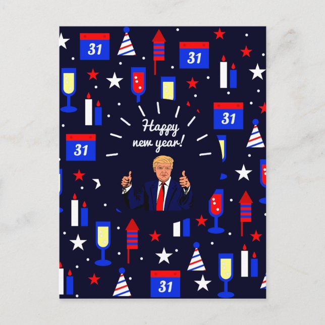 Cartão Postal De Festividades feliz ano novo do Donald (Frente)
