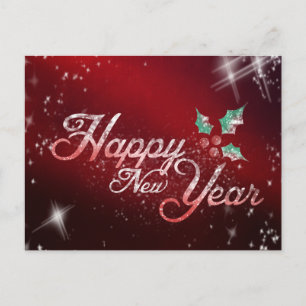 Cartão Postal De Festividades Feliz ano novo do Festival Glitter Fireworks 2016