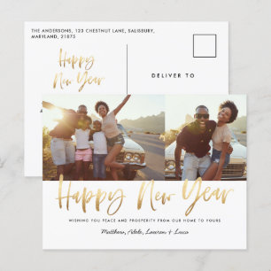 Cartão Postal De Festividades feliz ano novo dourado multi foto ano novo 