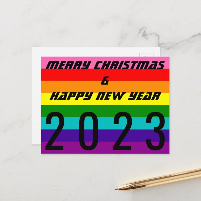 Cartão Postal De Festividades Feliz ano novo Feliz de Natal 2023 (Frente/Verso In Situ)