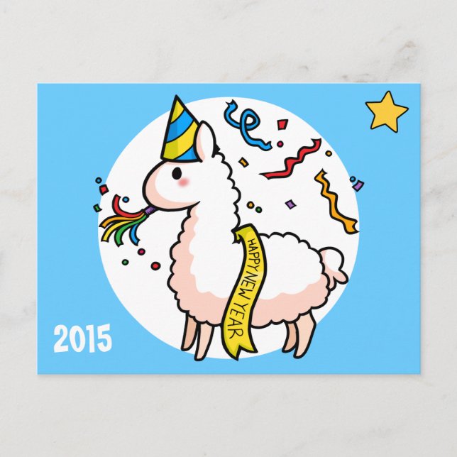 Cartão Postal De Festividades Feliz ano novo Llama (Frente)