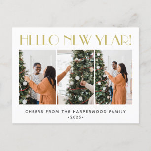 Cartão Postal De Festividades Feliz ano novo Moderno Elegante Simples Três Foto
