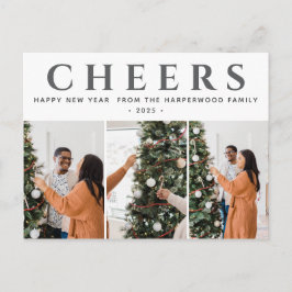 Cartão Postal De Festividades Feliz ano novo Moderno Elegante Simples Três Foto