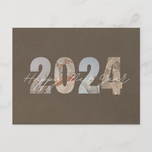 Cartão Postal De Festividades Feliz ano novo Pastel Brown (Frente)
