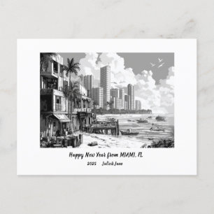 Cartão Postal De Festividades Feliz Ano Novo Personalizado 2025 Miami