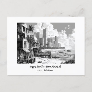 Cartão Postal De Festividades Feliz ano novo Personalizado 2025 Miami