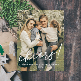 Cartão Postal De Festividades Feliz Ano Novo Simples Elegante Moderno Uma Foto