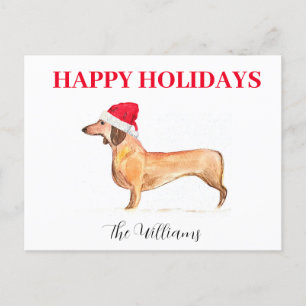 Cartão Postal De Festividades Feliz Cachshund Dachshund Elegante de Feriados