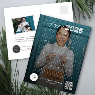 Cartão Postal De Festividades Feliz Calendário de Script Moderno de 2025 Foto do