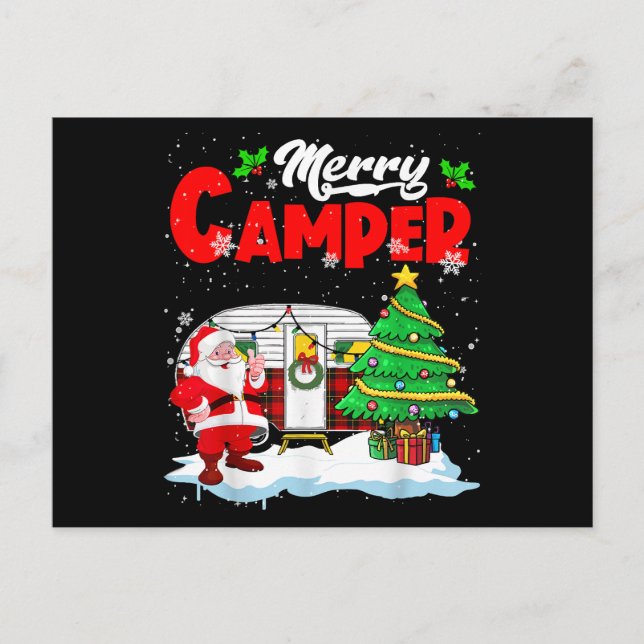 Cartão Postal De Festividades Feliz Camper Papais noeis de Natal Acampamento Cam (Frente)