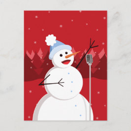 Cartão Postal De Festividades Feliz Cantando Snowman no Natal