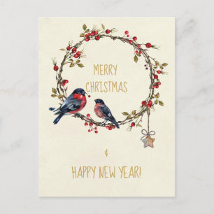 Cartão Postal De Festividades Feliz cartão de Natal - Aves de fraternidade