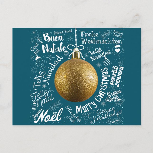 Cartão Postal De Festividades Feliz cartão de saudações de Natal do mundo em dif (Frente)