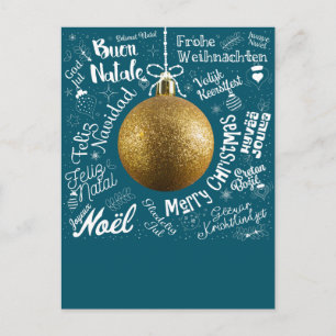 Cartão Postal De Festividades Feliz cartão de saudações de Natal do mundo em dif