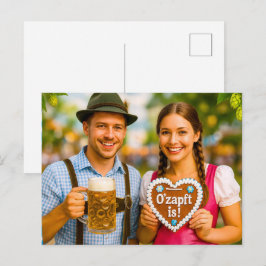 Cartão Postal De Festividades Feliz Casal na celebração Oktoberfest