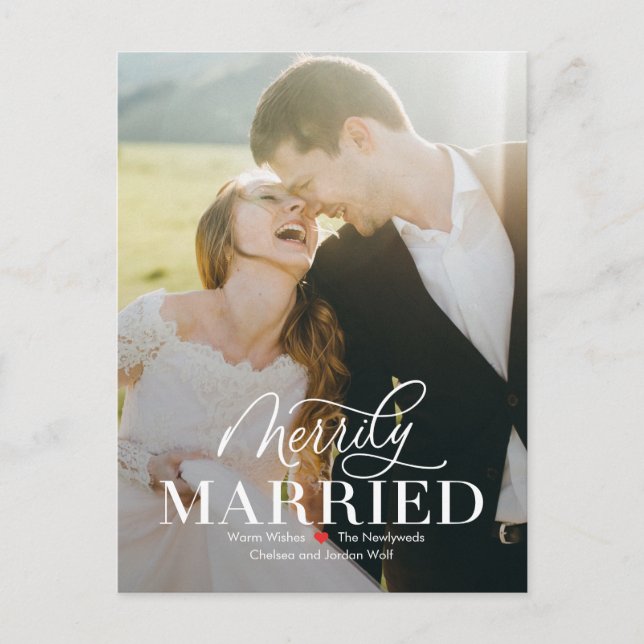 Cartão Postal De Festividades Feliz Casamento Recém-Casados Primeiro Natal Cartã (Frente)