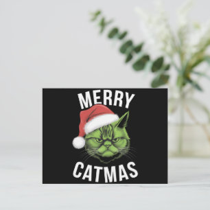 Cartão Postal De Festividades Feliz Catmas Engraçado Gato Adora Natal