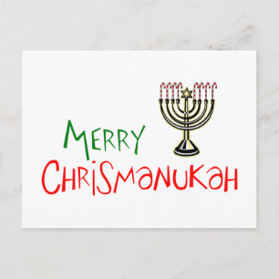 Cartão Postal De Festividades Feliz Chrismanukah- Menorá de Natal Chanukah