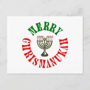 Cartão Postal De Festividades Feliz Chrismanukah- Menorá de Natal Chanukah